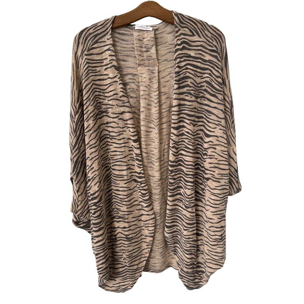 First Love By Lovelyn Cardigan Sweater Women Wild Animal Print Cozy Knit Relaxed
